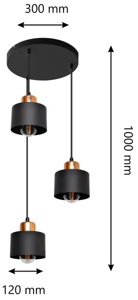 Csillár zsinóron EDISON 3xE27/15W/230V