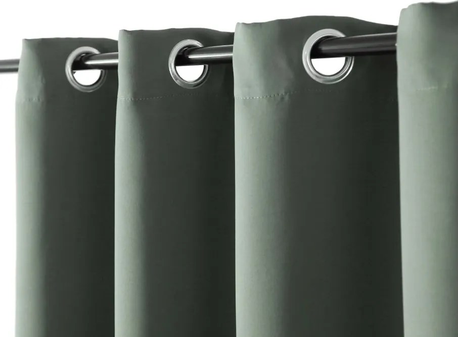 Szürkészöld függöny OXFORD 140x250 cm Felfüggesztés: Fém gyűrűk
