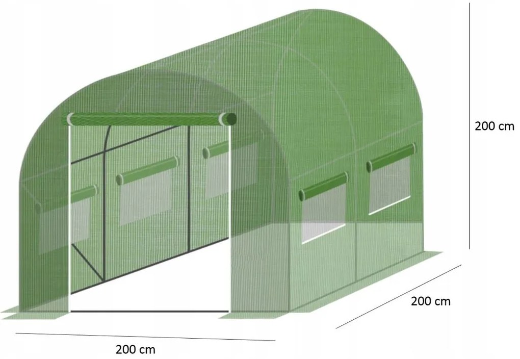 Kerti fóliaház/fóliasátor 2x2m UV filterrel STANDARD