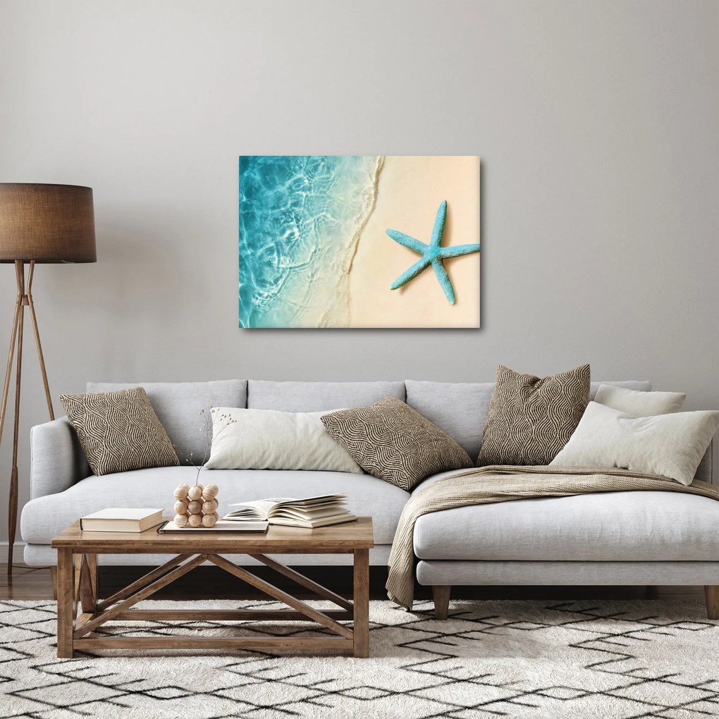 Kép - Tengeri csillag a tengerparton (70x50 cm)