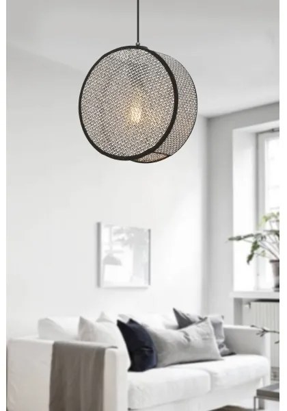 BIG DRUM kábeles függőlámpa 1xE27/60W/230V szürke/fekete