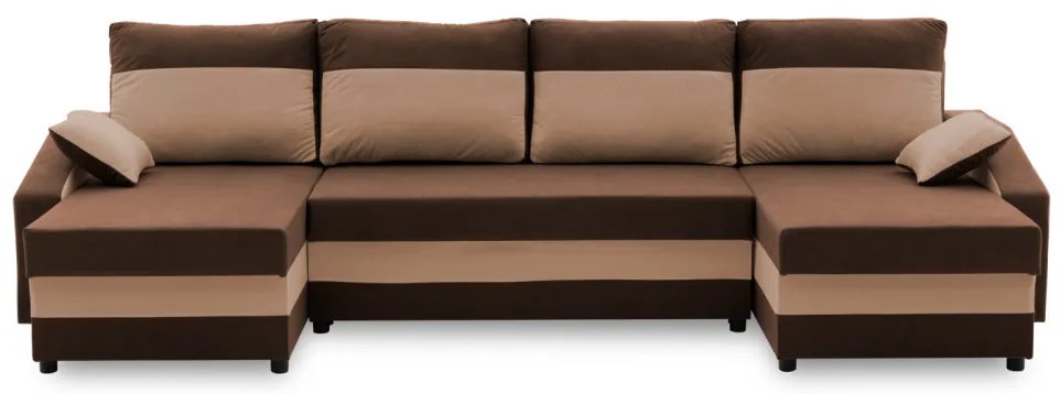 Sparta sarokkanapé, 1 ágyneműtartóval, szövet anyag, univerzális oldal, hab töltet, barna