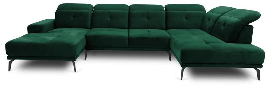 Zöld bársony sarokkanapé (jobb oldali-U alakú) Bretan – ELTAP