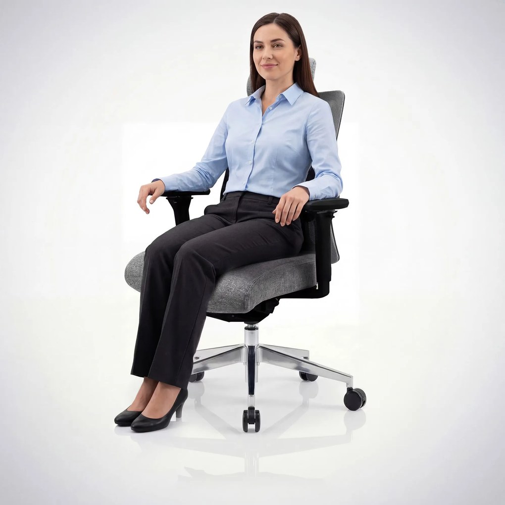 Ergonómikus, forgó irodai szék hálós háttámlával, szürke: VECTOR
