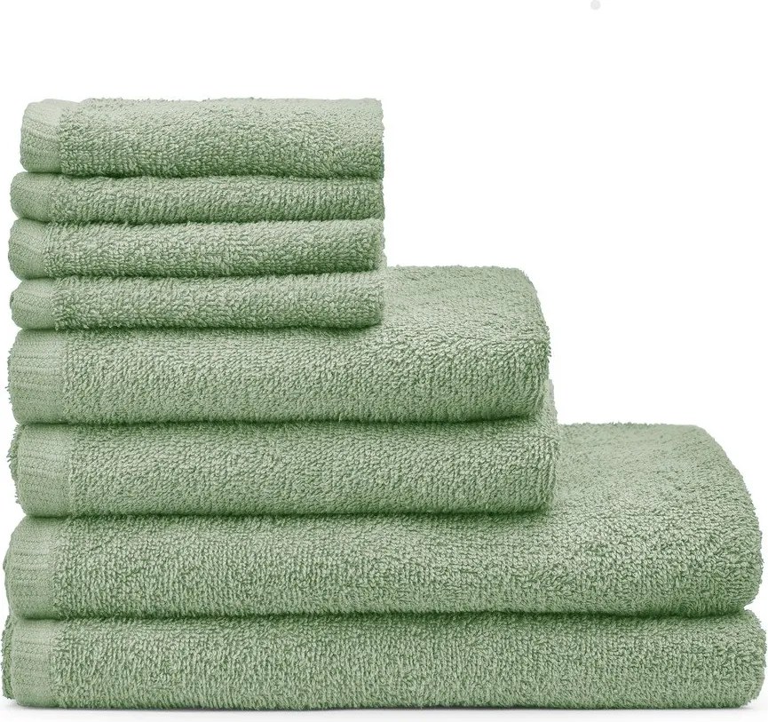 Zöld gyorsan száradó-frottír pamut törölköző és fürdőlepedő készlet 8 db-os Quick Dry – Catherine Lansfield