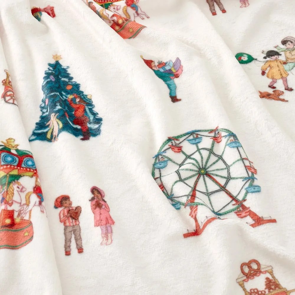 Fehér mikroplüss gyerek takaró 150x200 cm Christmas Fairground – Belle & Boo