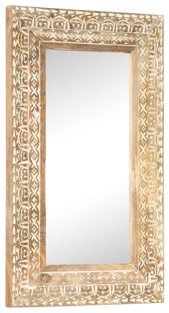 kézzel faragott tömör mangófa tükör 80 x 50 x 2,6 cm