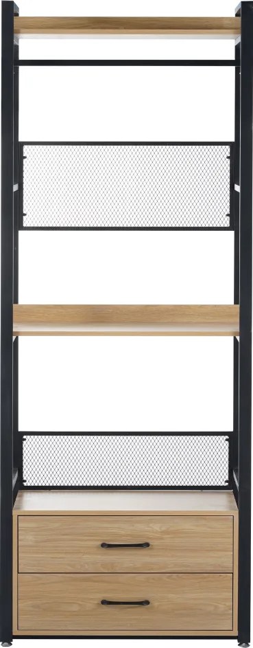 Polcállvány fiókokkal, tölgy/fekete, KILOS NEW TYP 1