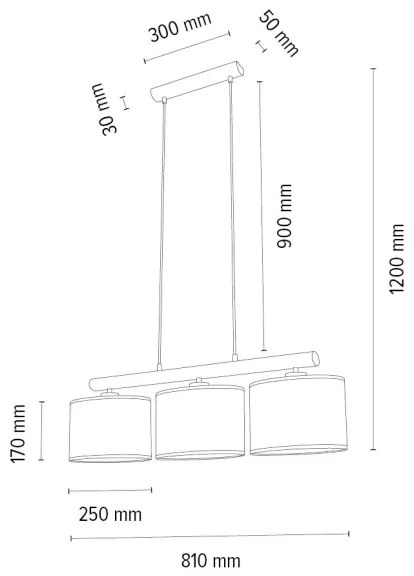 Spot-Light 1037400311537 - Kábeles csillár MERCEDES 3xE27/40W/230V tölgy