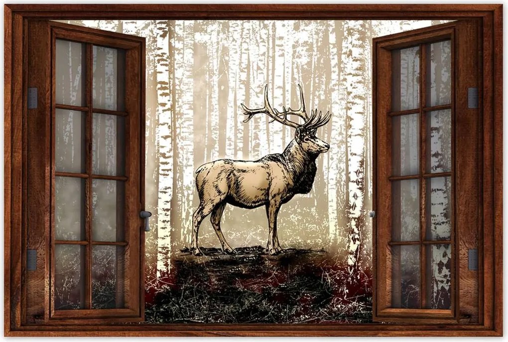 Poszterek 120x80 Szarvas Nyírfa Erdő