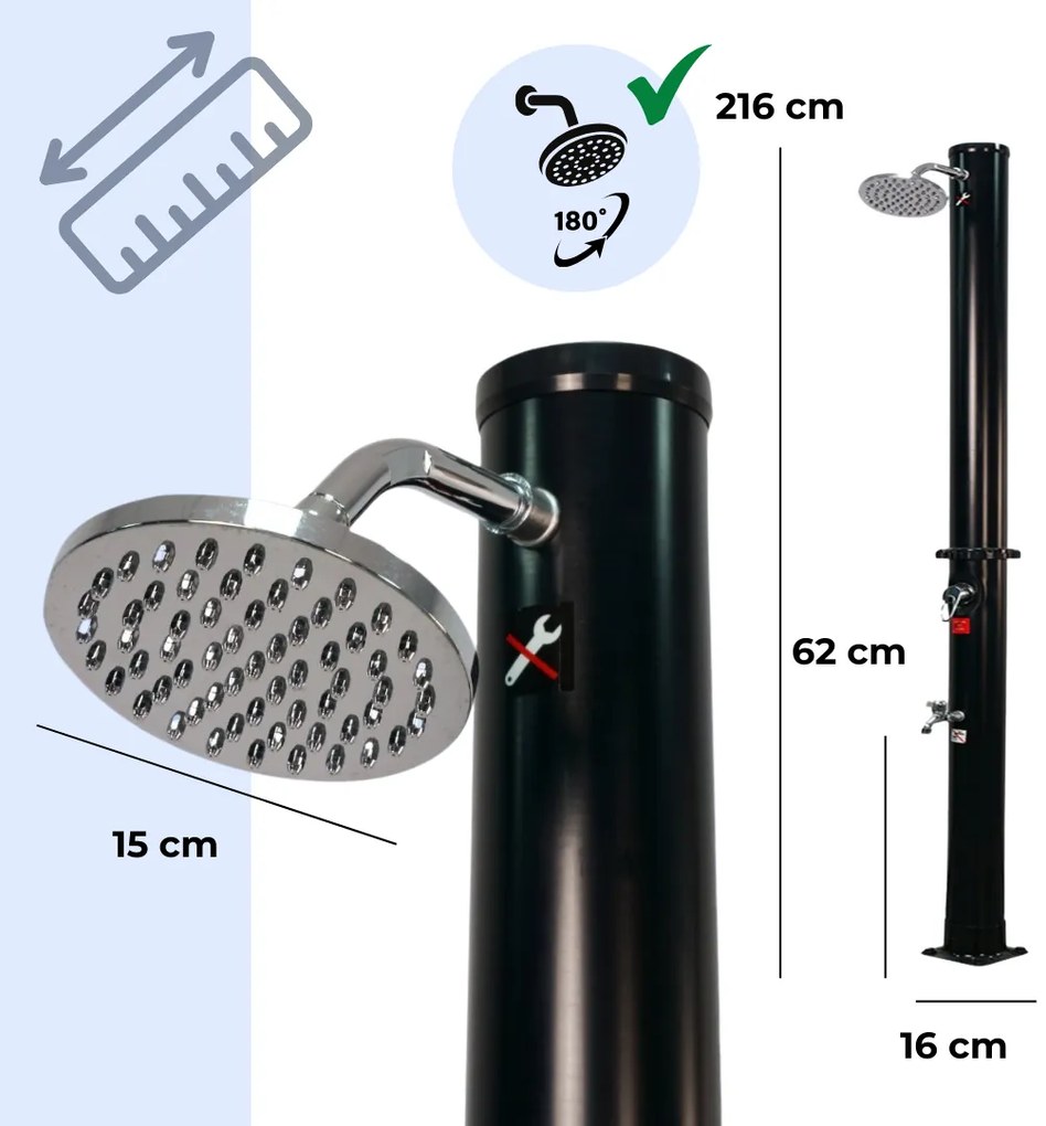 DELFINA napelemes zuhany, 20l, fekete Jurhan