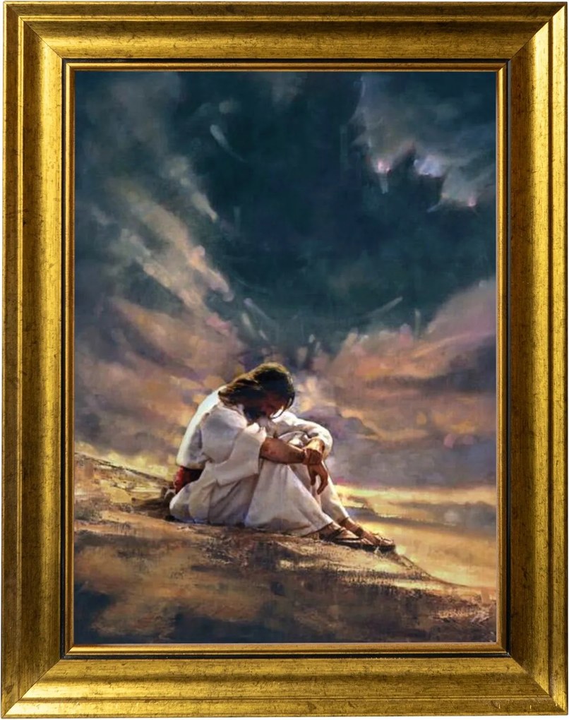 Mr. Jézus Pihen Vászonkép Arany Modern Keretben 30X40