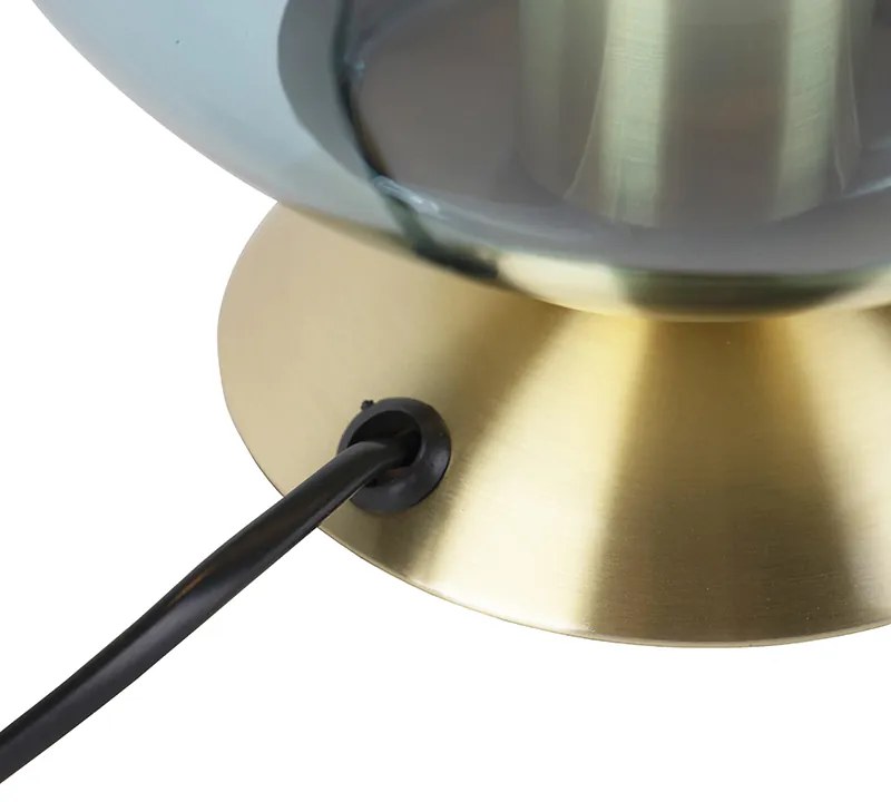 Art Deco asztali lámpa sárgarézzel és kék üveggel - Pallon