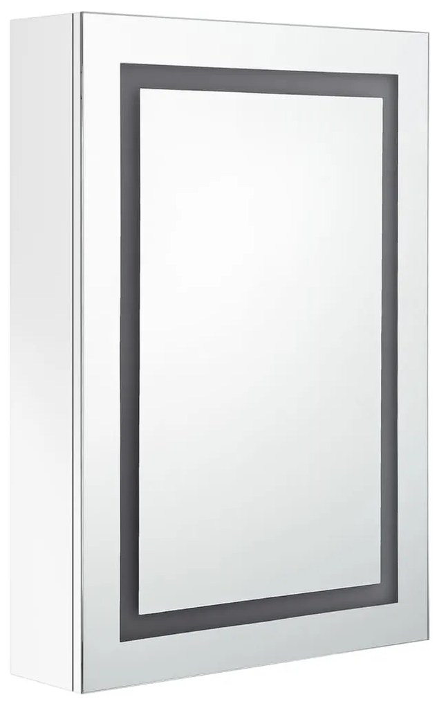 fényes fehér LED-es tükrös fürdőszobaszekrény 50 x 13 x 70 cm