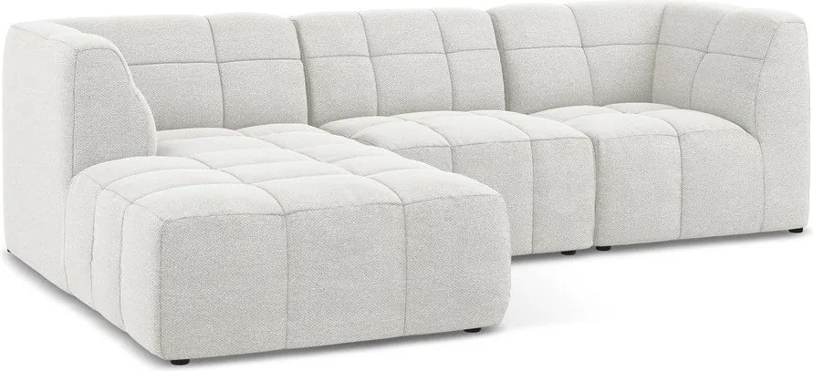 Fehér buklé sarokkanapé (bal oldali-heverő résszel) Aloha – Makamii