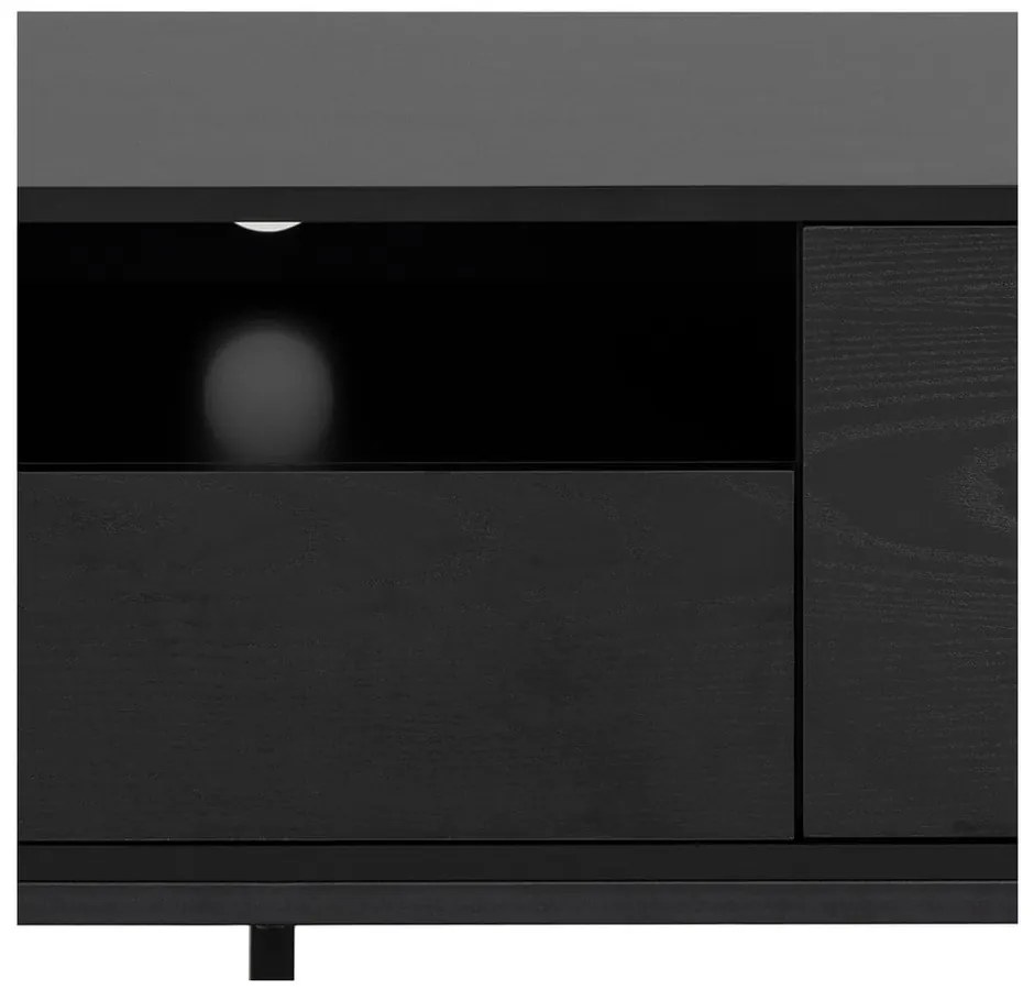 Fekete TV-állvány kőrisfa dekorral 140x45 cm Seaford – Actona