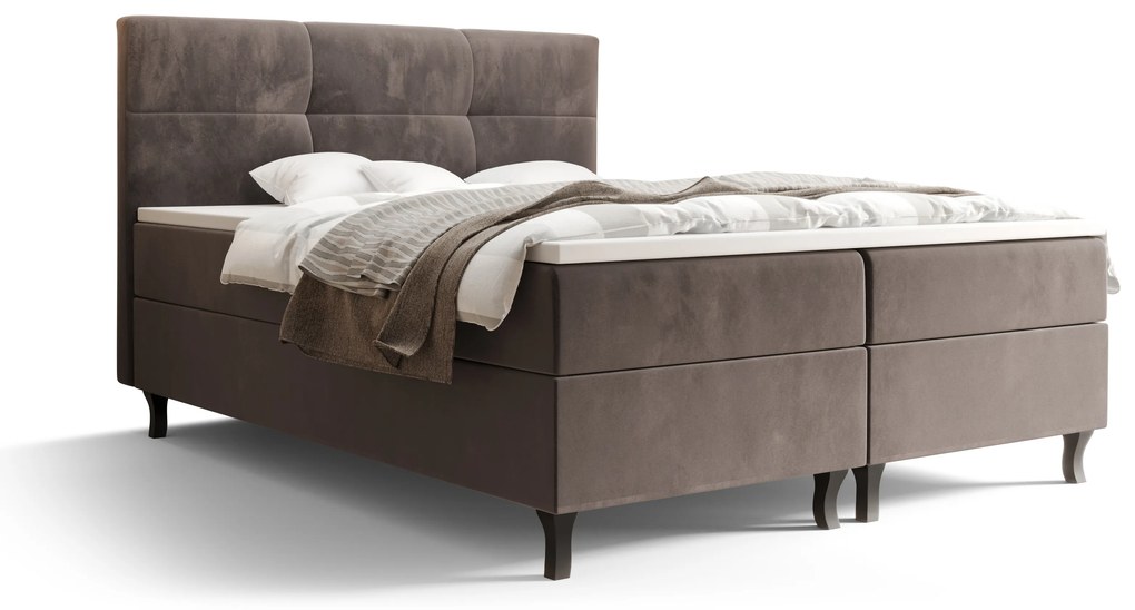 Franciaágy  Boxspring 140 cm Lumba (barna) (matraccal és tárolóhellyel). Akció -21%. 1046675