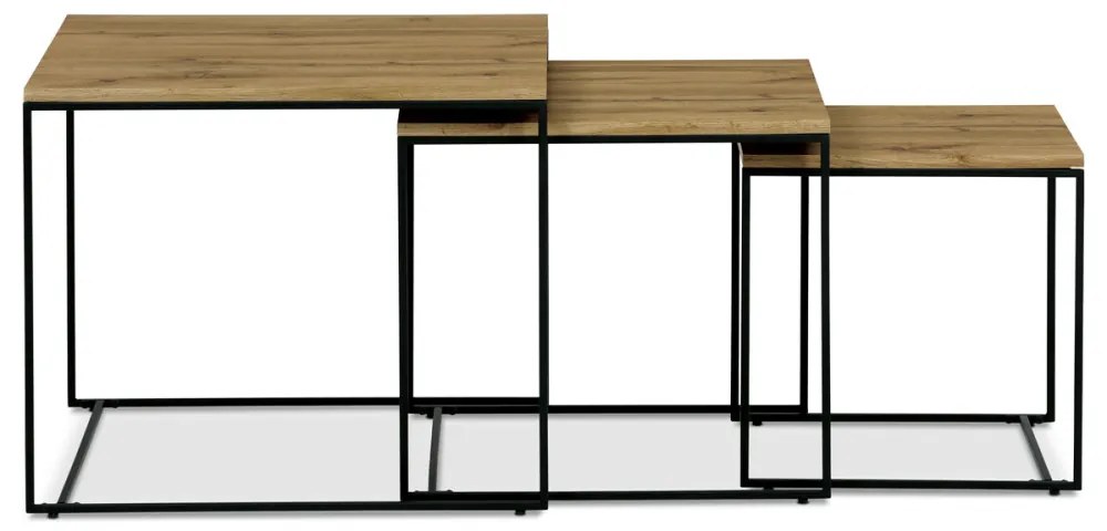 Set de mese de cafea din 3 piese, culoare stejar