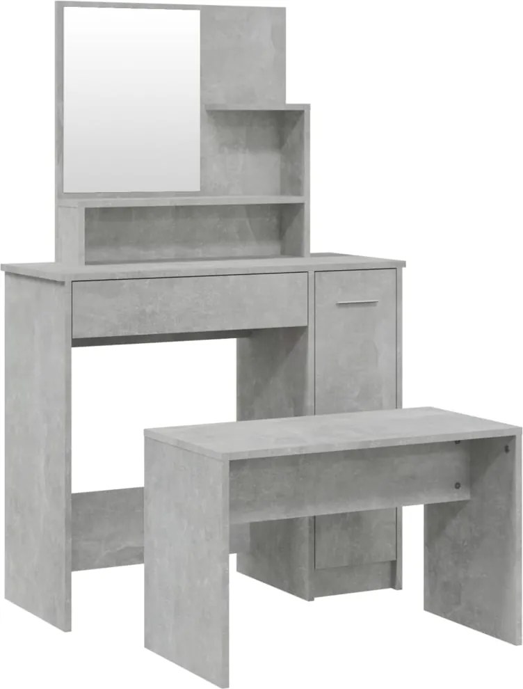 vidaXL betonszürke színű fésülködőasztal-szett 86,5 x 35 x 136 cm