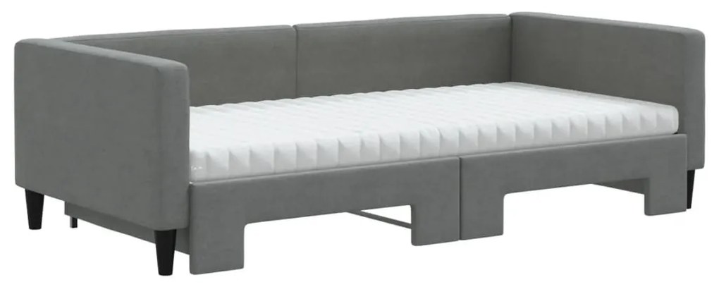 sötétszürke kihúzható szövet heverő matracokkal 100 x 200 cm