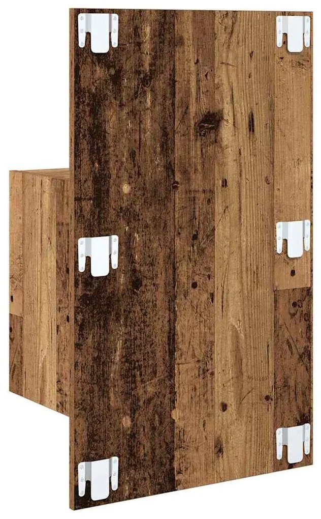 vidaXL Fali éjjeli szekrény 2 pcs Öreg fa 48,5 x 32,5 x 80 cm Faanyag