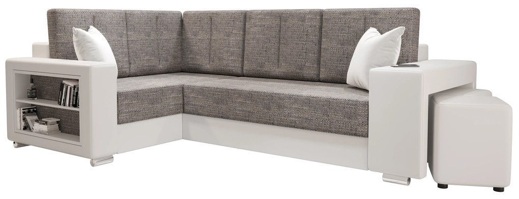 Sarok ülőgarnitúra Lush (szürke + fehér) (B). 1057226