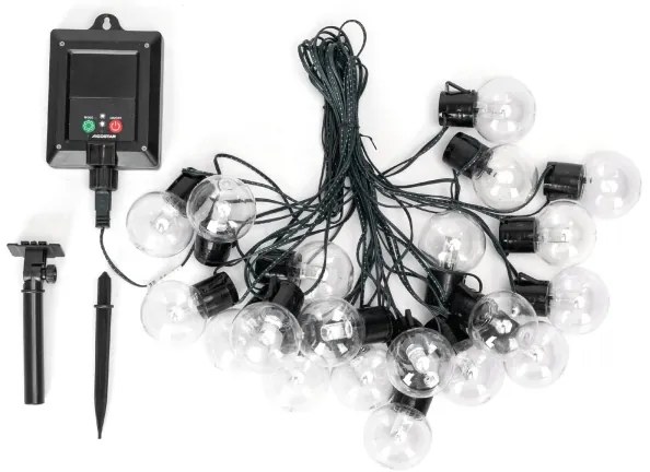 Aigostar - LED napelemes karácsonyi fényfüzér 20 LED, 8 funkció, 11,5 m, IP65, s