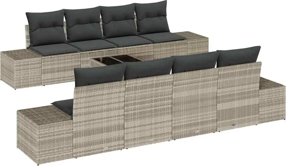 vidaXL Kerti Kanapé Szett párnával 8 pcs Világosszürke és Sötétszürke