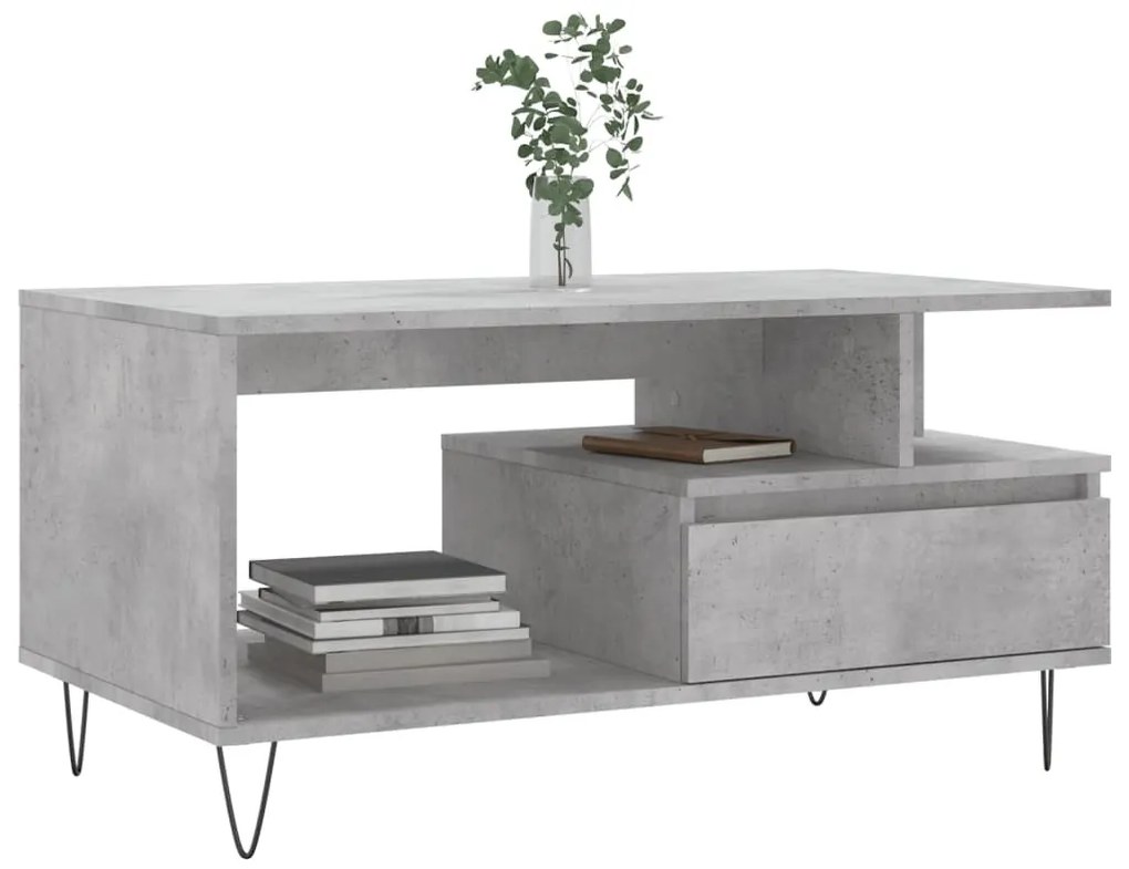 Betonszürke szerelt fa dohányzóasztal 90x49x45 cm