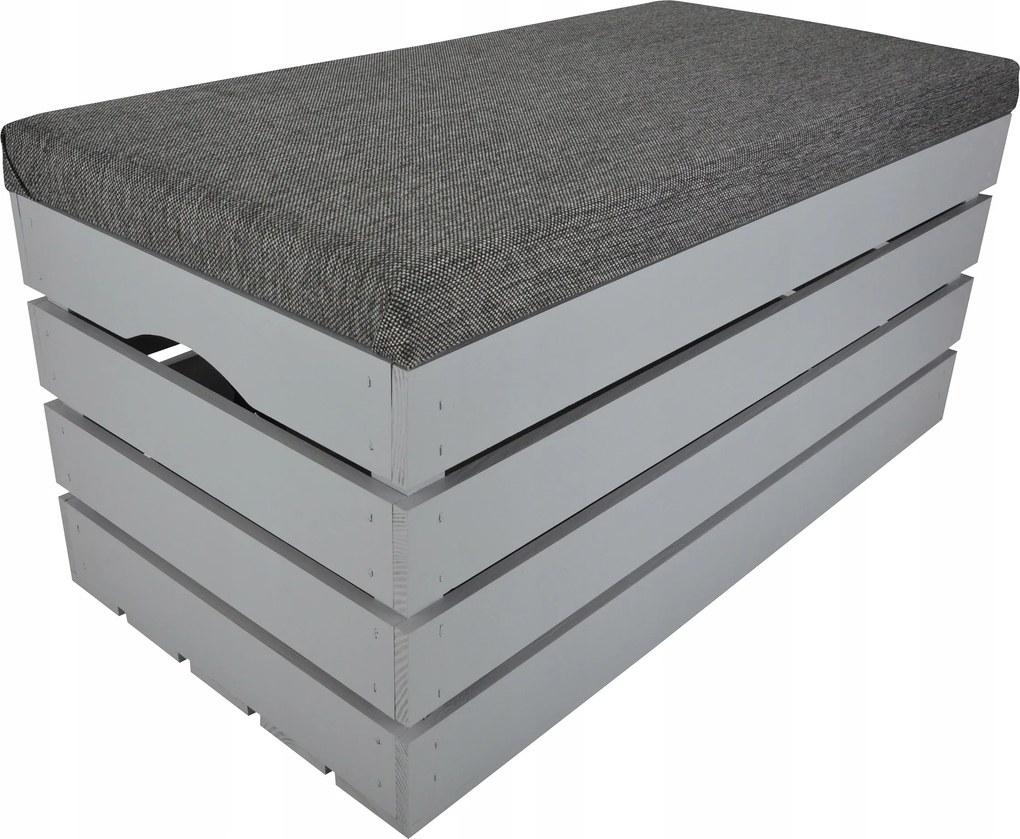 Szürke Fa Puff Kárpitozott Ülőfelülettel