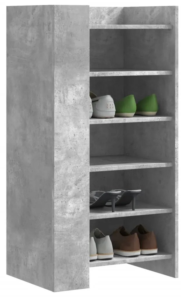 betonszürke szerelt fa cipősszekrény 52 x 37,5 x 100 cm