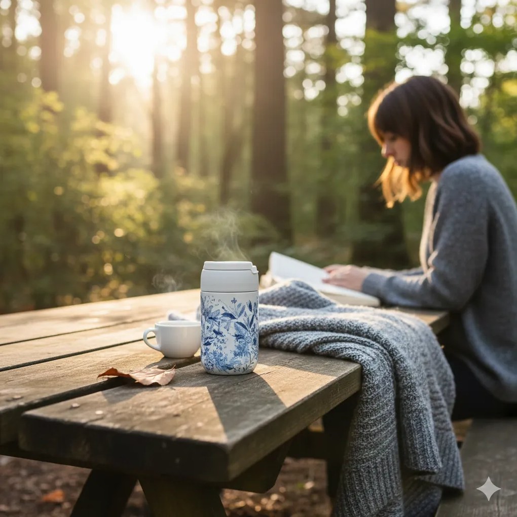 Chilly's Bottles termosz bögre - gránitszürke 340ml, Brighton Blossom/2. széria