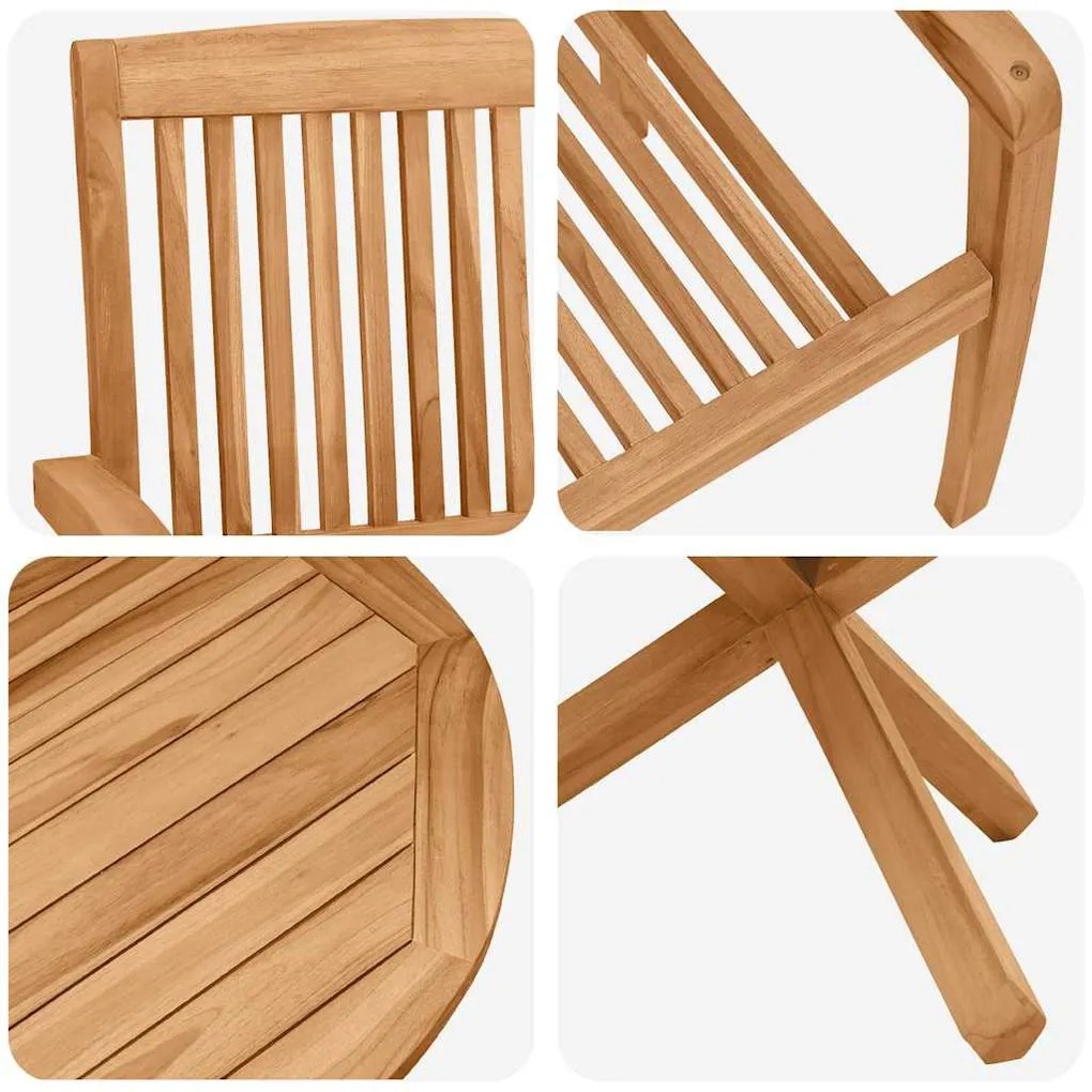 Kert étkező szett 3 pcs Barna Tömör akácfa