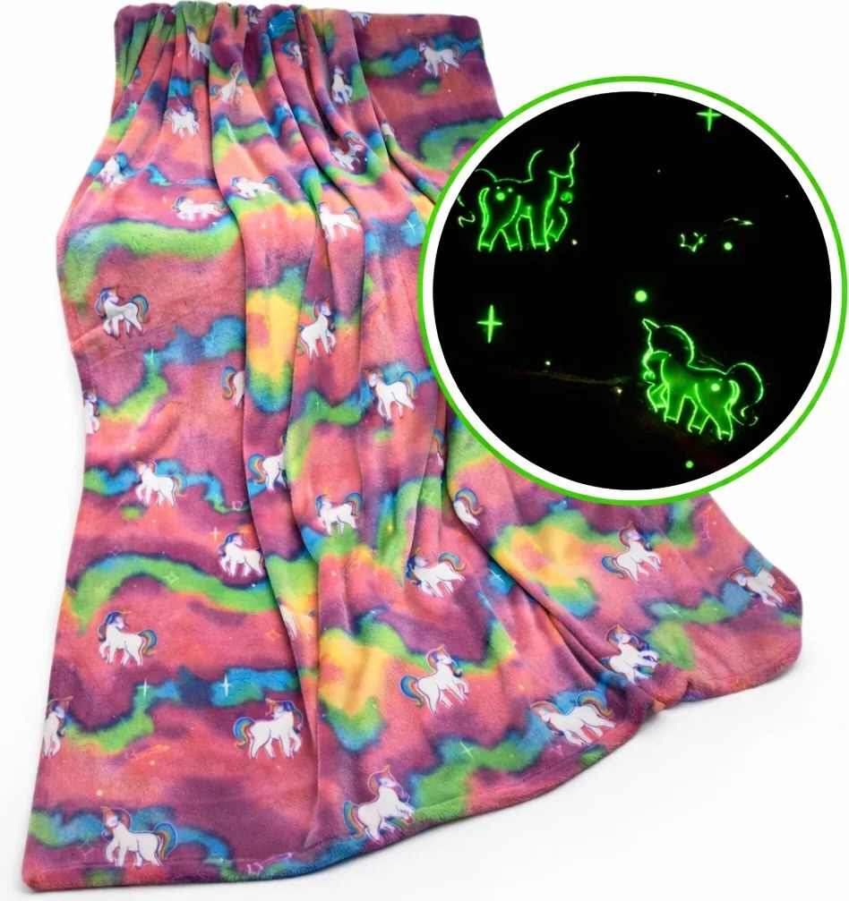 Sötétben Világító Takaró 150X200 Unikornis Póni Takaró Gyerekeknek