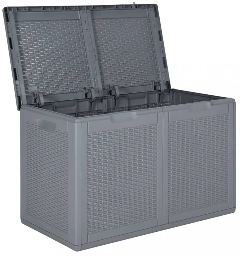 szürke PP rattan kerti tárolóláda 180 L