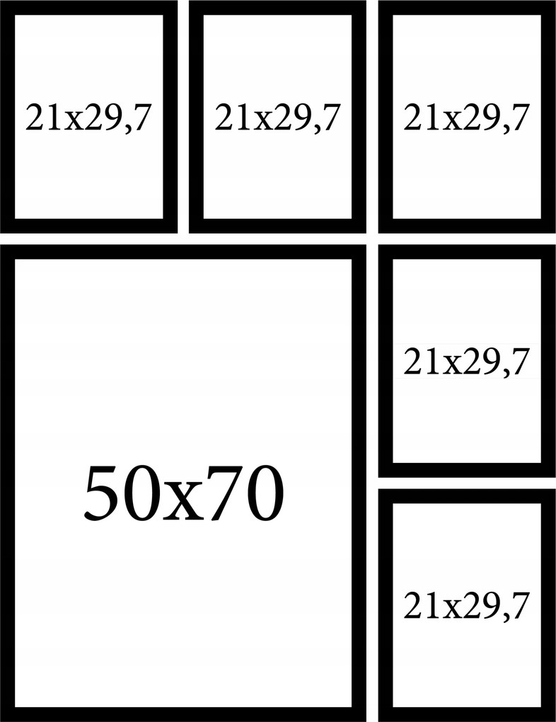 Képkeret szett poszter 6db-os multikeret keret Fekete 50x70 21x29,7
