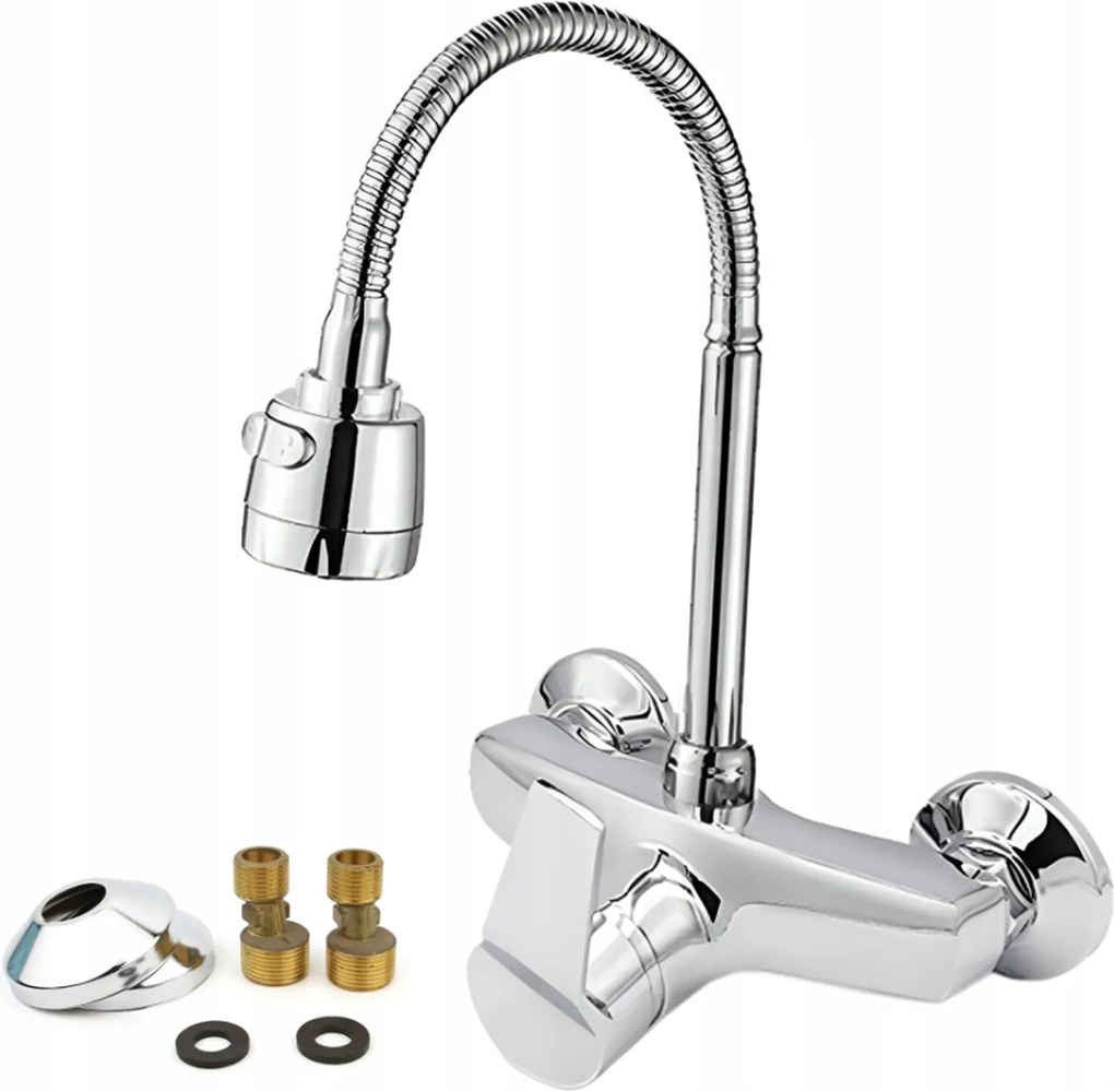 Konyhai Fali Csaptelep Króm Flex Flexibilis Hajlékony Kétfunkciós Kifolyócső
