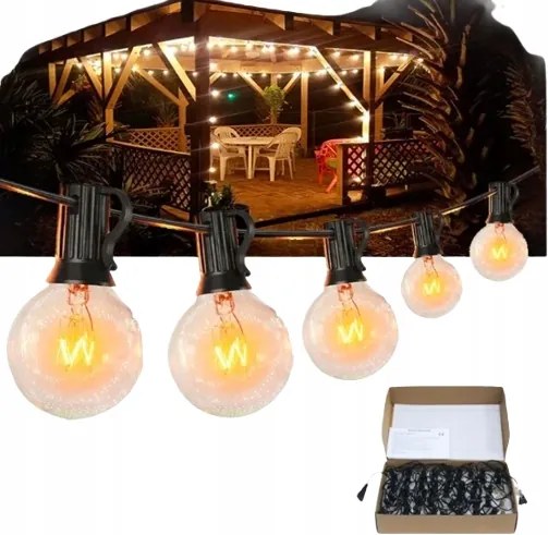 Led Fényfüzér BW-E12-1 15M Meleg Fehér G40 50 Izzó +4 Ajándék