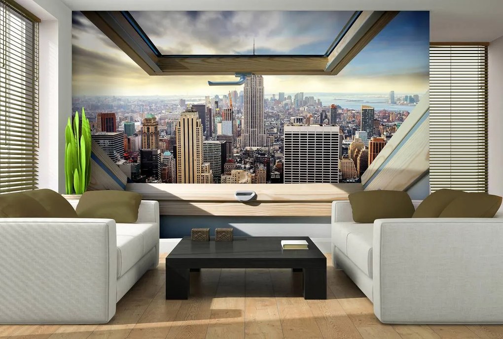 Fotótapéta - New York - panorámás kilátás az ablakból (152,5x104 cm)