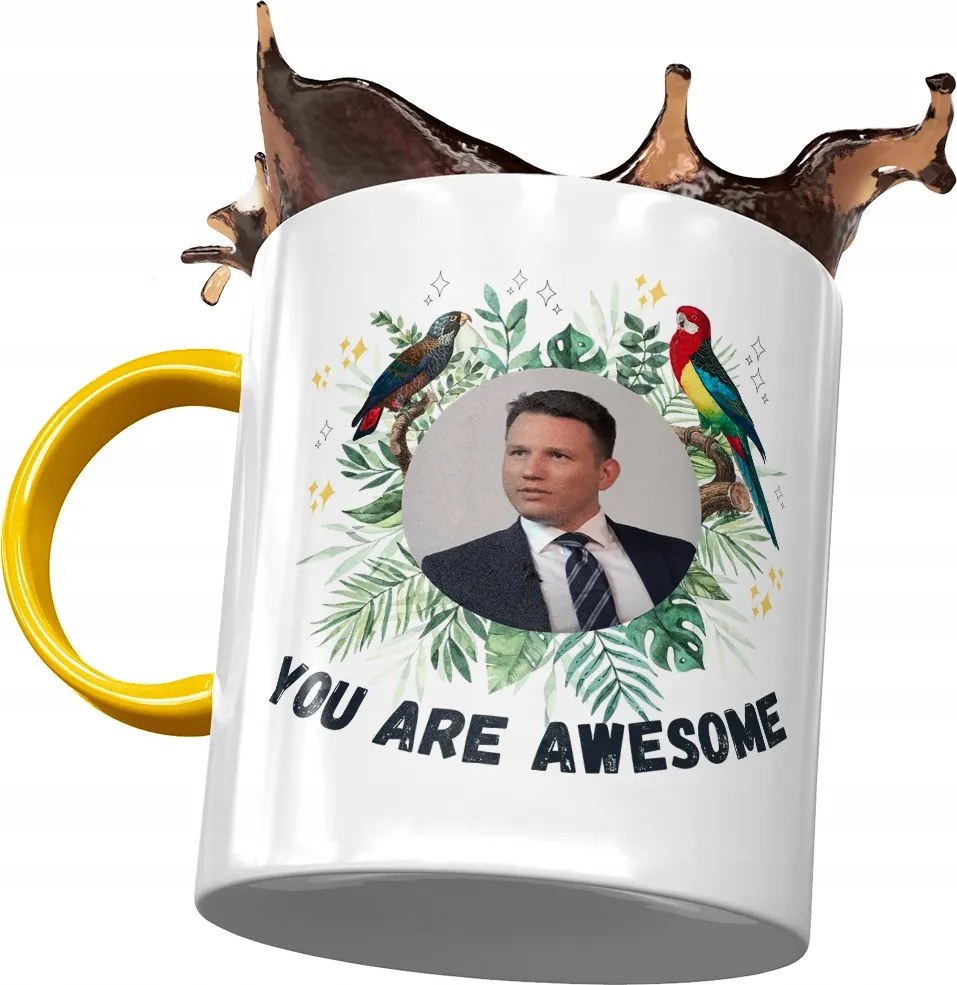 Sárga Bögre Sławomir Mentzen XD Ajándék Nyomtatott Fotóval