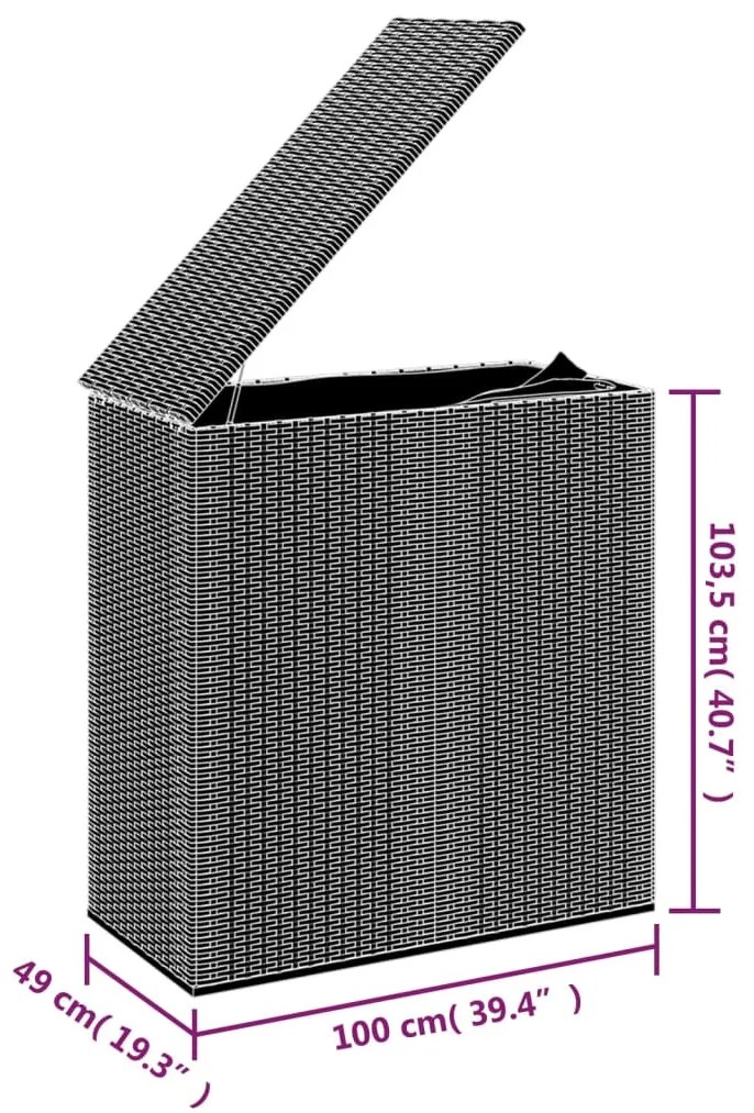 Barna polyrattan kerti párnatartó doboz 100 x 49 x 103,5 cm