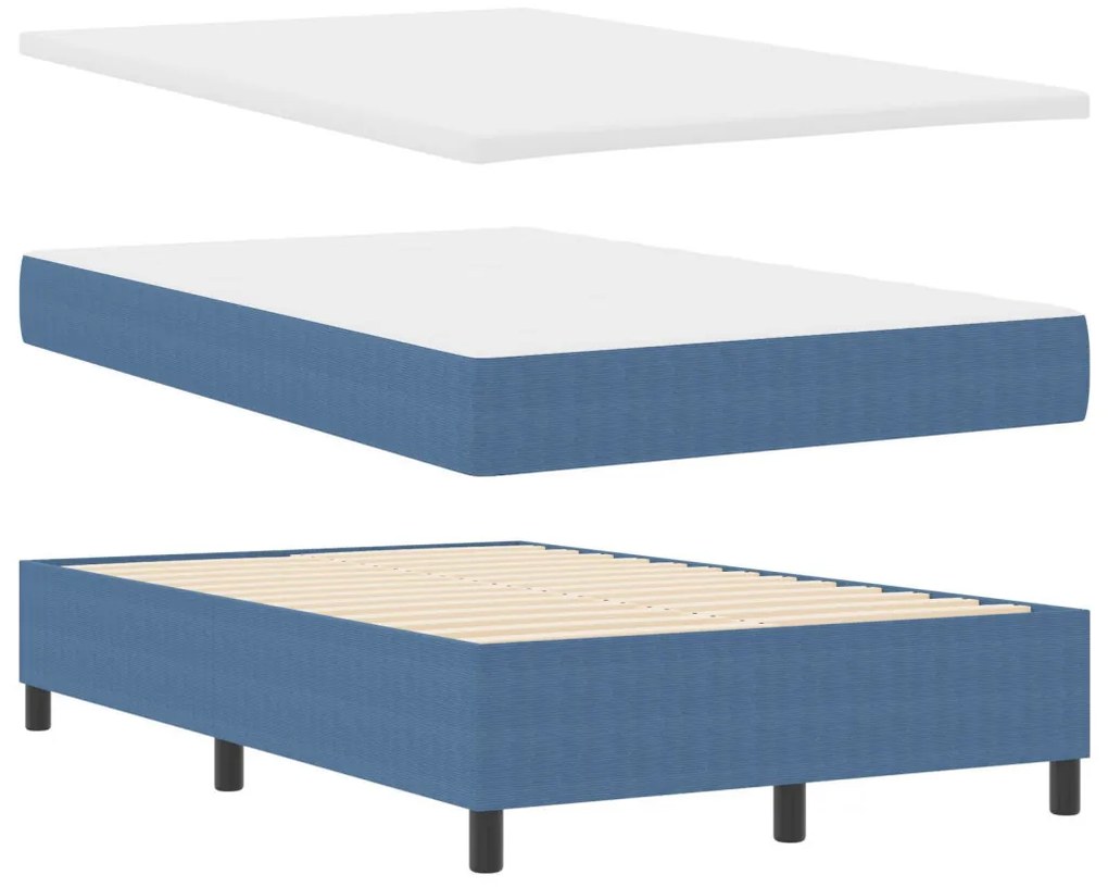 Boxspringágy matraccal Kék 120x200 cm Kordbársony
