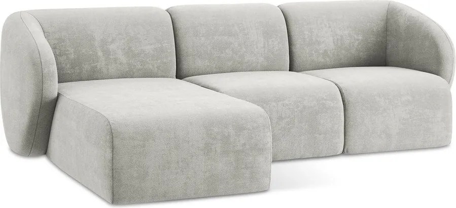 Világosszürke zsenília sarokkanapé (bal oldali-heverő résszel) Lani – Makamii