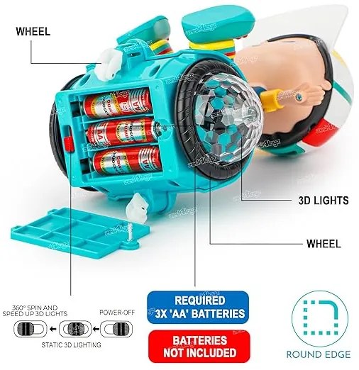 Újdonság Elektromos Kétkerekű kaszkadőrjáték, pörgethető interaktív Hoover Játék Kisfiú 360°-ban forgatható