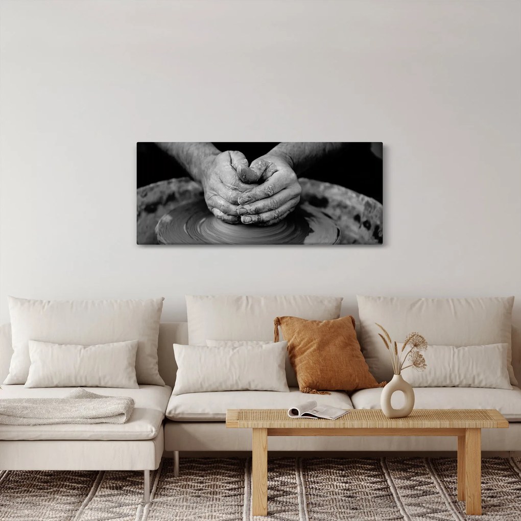 Fekete-fehér kép - kerámia gyártás (120x50 cm)