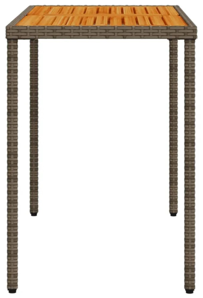 szürke polyrattan akácfa lapos kerti asztal 115x54x74 cm