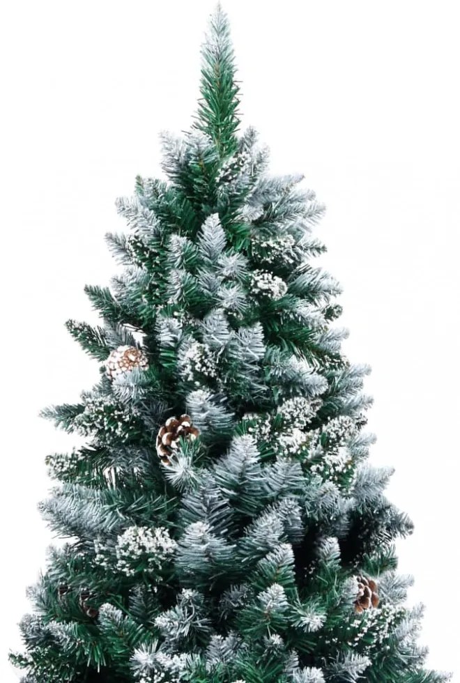 műkarácsonyfa fenyőtobozokkal és fehér hóval 240 cm