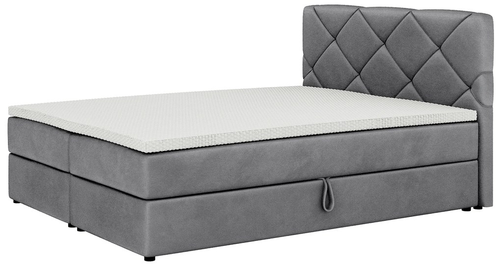 Franciaágy Boxspring 140x200 cm Karum (ágyráccsal és matraccal) (sötétszürke). 1007774