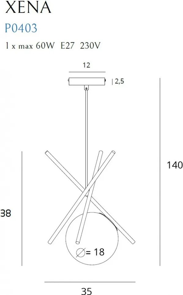Függeszték Bronz XENA MAXLIGHT P0403