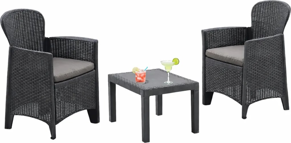 Kerti garnitúra AKITA, 3 részes, antracit színben I.P.A.E-Progarden